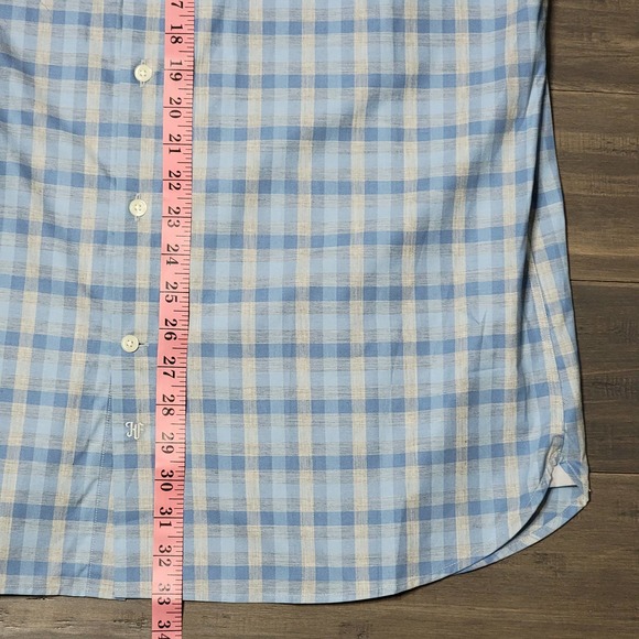 NWT Hickey Freeman Mens CRISP Blue Silver Plaid Long Sleeve Button Down Shirt XL - Picture 11 of 12